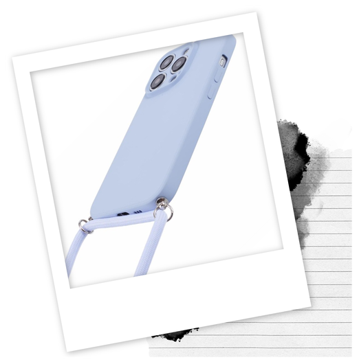 Apple iPhone 15 Pro Hoesje met Koord en Camera Bescherming Back Cover Lichtpaars afbeelding 2