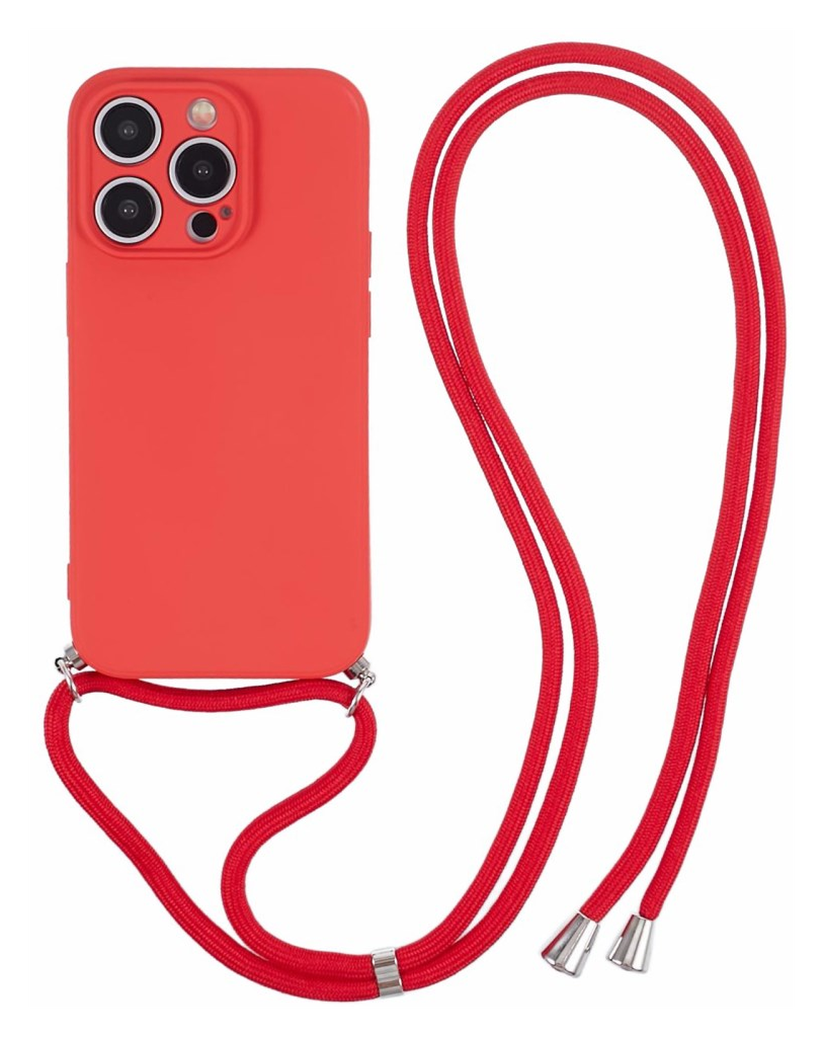 Apple iPhone 15 Pro Hoesje met Koord en Camera Bescherming Back Cover Rood afbeelding 1