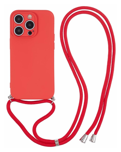 Apple iPhone 15 Pro Hoesje met Koord en Camera Bescherming Back Cover Rood afbeelding 1