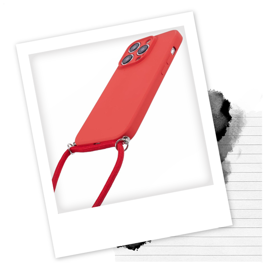 Apple iPhone 15 Pro Hoesje met Koord en Camera Bescherming Back Cover Rood afbeelding 2