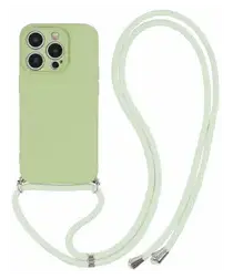 Apple iPhone 15 Pro Hoesje met Koord en Camera Bescherming Back Cover Matcha afbeelding