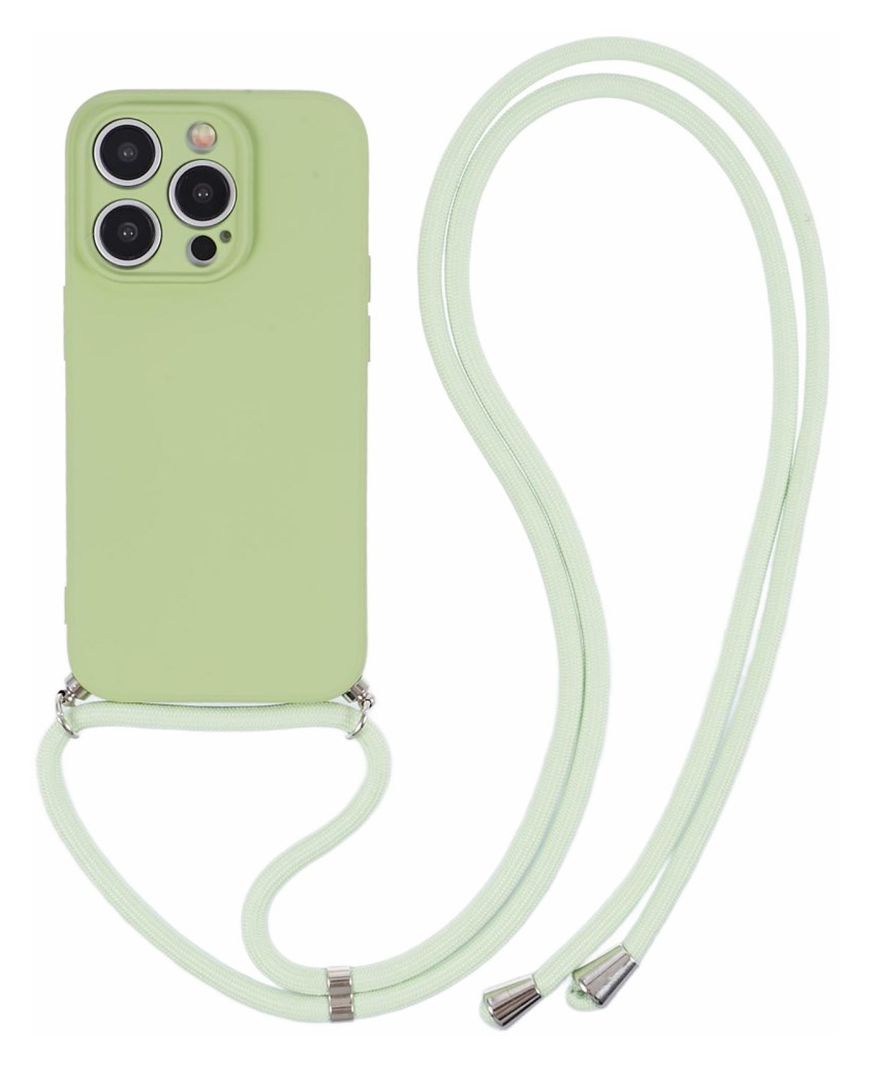 Apple iPhone 15 Pro Hoesje met Koord en Camera Bescherming Back Cover Matcha afbeelding 1