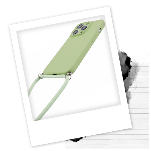 Apple iPhone 15 Pro Hoesje met Koord en Camera Bescherming Back Cover Matcha afbeelding 2