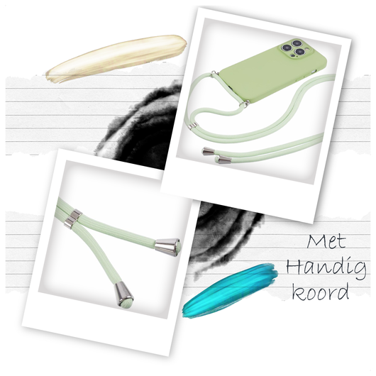 Apple iPhone 15 Pro Hoesje met Koord en Camera Bescherming Back Cover Matcha afbeelding 3
