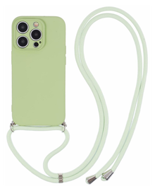 Apple iPhone 15 Pro Hoesje met Koord en Camera Bescherming Back Cover Matcha