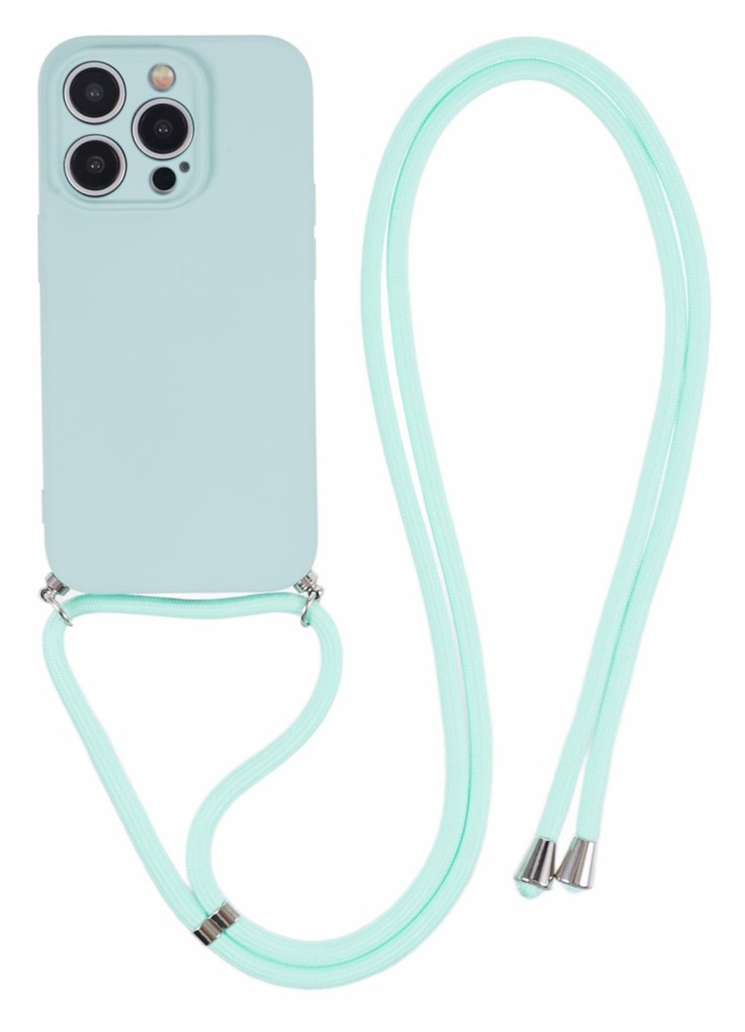 Apple iPhone 15 Pro Max Hoesje met Koord en Camera Bescherming Back Cover Mint afbeelding 1
