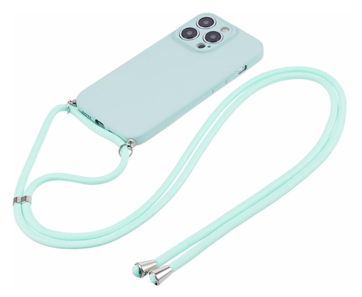 Apple iPhone 15 Pro Max Hoesje met Koord en Camera Bescherming Back Cover Mint afbeelding 6
