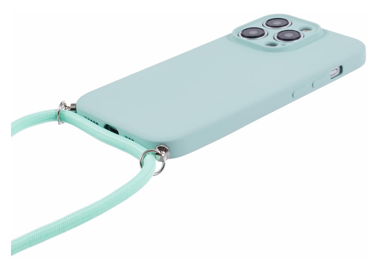 Apple iPhone 15 Pro Max Hoesje met Koord en Camera Bescherming Back Cover Mint afbeelding 7