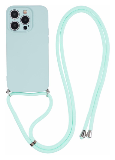 Apple iPhone 15 Pro Max Hoesje met Koord en Camera Bescherming Back Cover Mint afbeelding 1