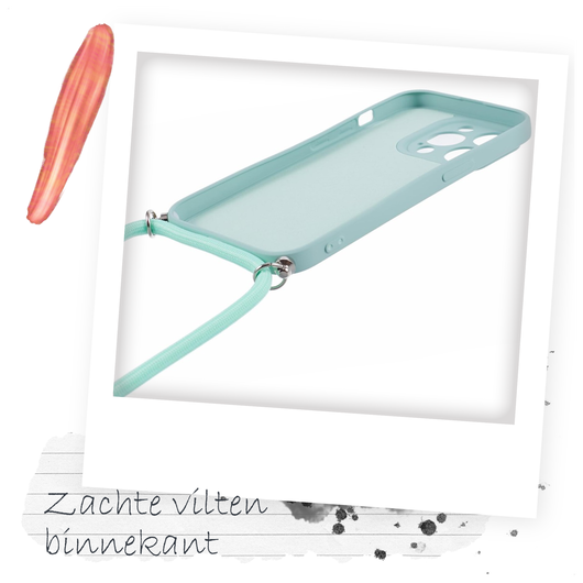 Apple iPhone 15 Pro Max Hoesje met Koord en Camera Bescherming Back Cover Mint afbeelding 5