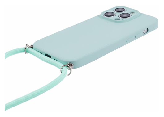 Apple iPhone 15 Pro Max Hoesje met Koord en Camera Bescherming Back Cover Mint afbeelding 7