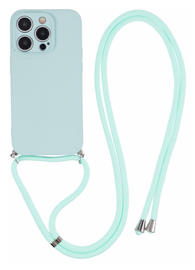 Apple iPhone 15 Pro Max Hoesje met Koord en Camera Bescherming Back Cover Mint