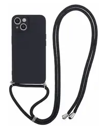 Apple iPhone 14 Hoesje met Koord en Camera Bescherming Back Cover Zwart afbeelding