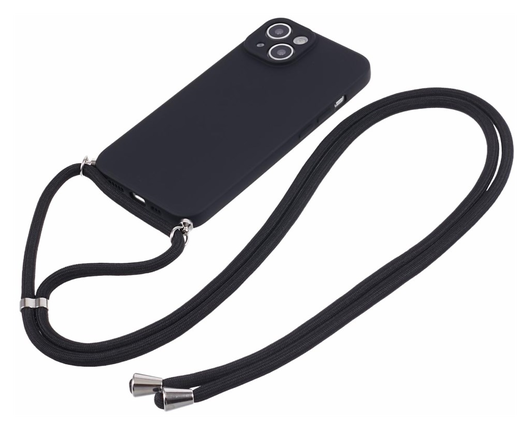 Apple iPhone 14 Hoesje met Koord en Camera Bescherming Back Cover Zwart afbeelding 6