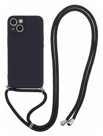 Apple iPhone 14 Hoesje met Koord en Camera Bescherming Back Cover Zwart