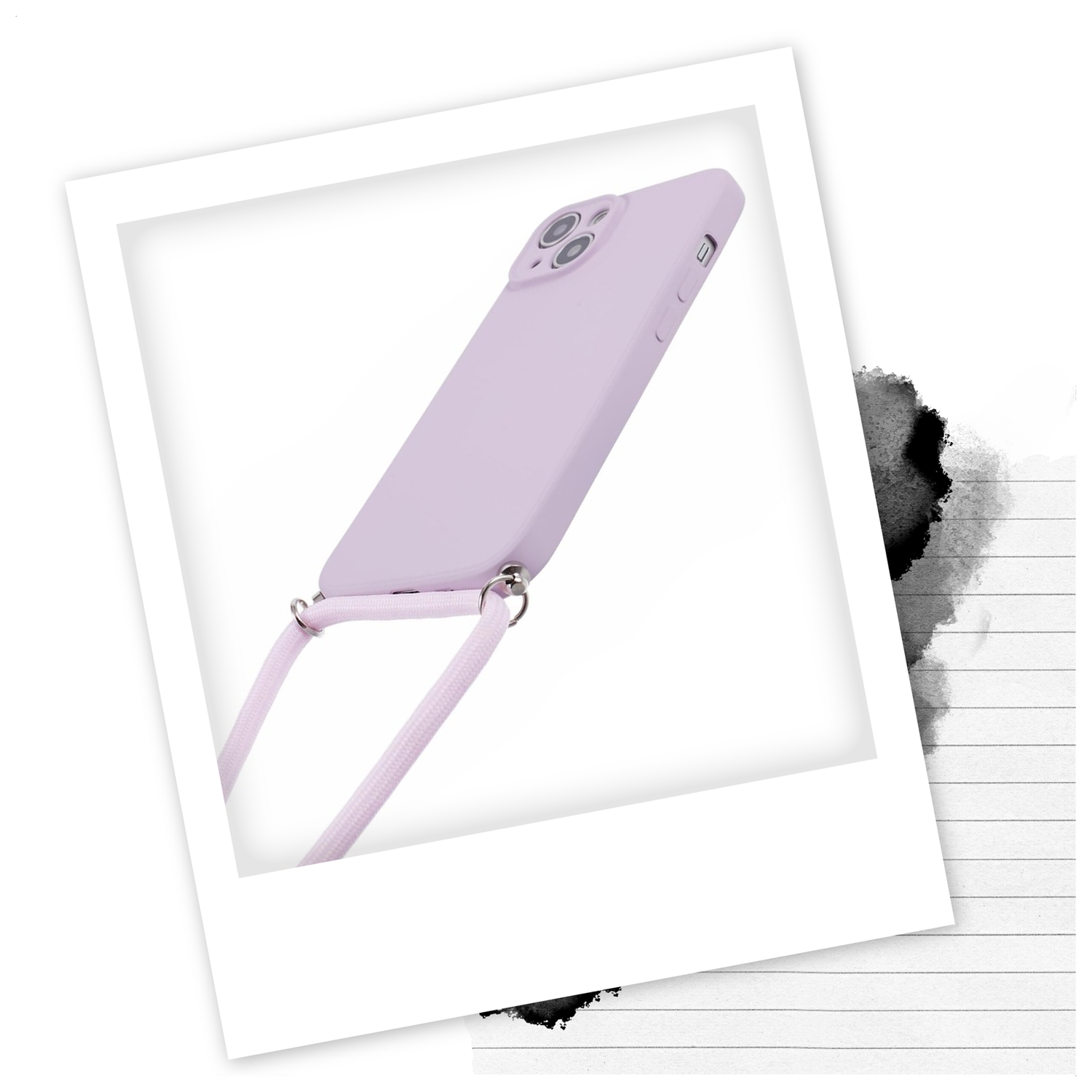 Apple iPhone 14 Hoesje met Koord en Camera Bescherming Back Cover Paars afbeelding 2