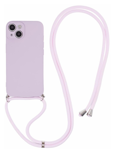 Apple iPhone 14 Hoesje met Koord en Camera Bescherming Back Cover Paars afbeelding 1
