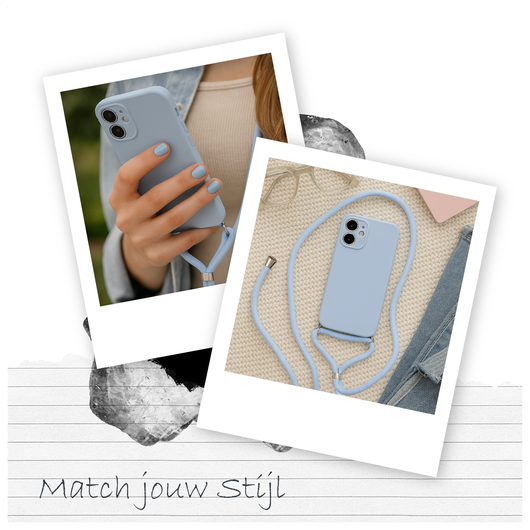 Apple iPhone 14 Hoesje met Koord en Camera Bescherming Back Cover Paars afbeelding 4