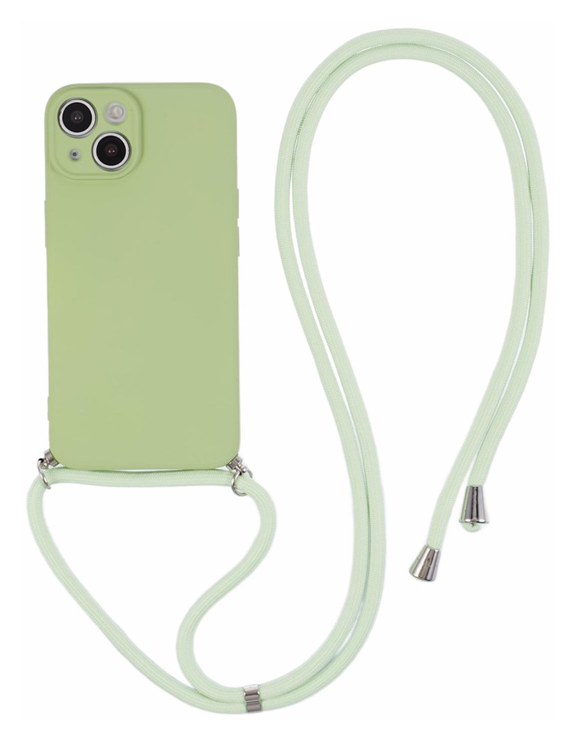 Apple iPhone 14 Hoesje met Koord en Camera Bescherming Back Cover Matcha Groen afbeelding 1