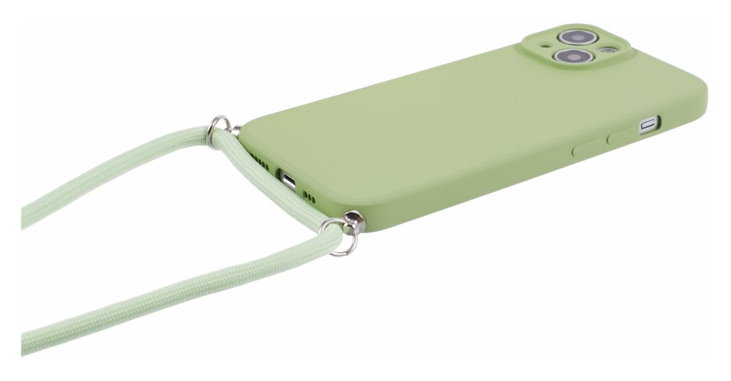Apple iPhone 14 Hoesje met Koord en Camera Bescherming Back Cover Matcha Groen afbeelding 6
