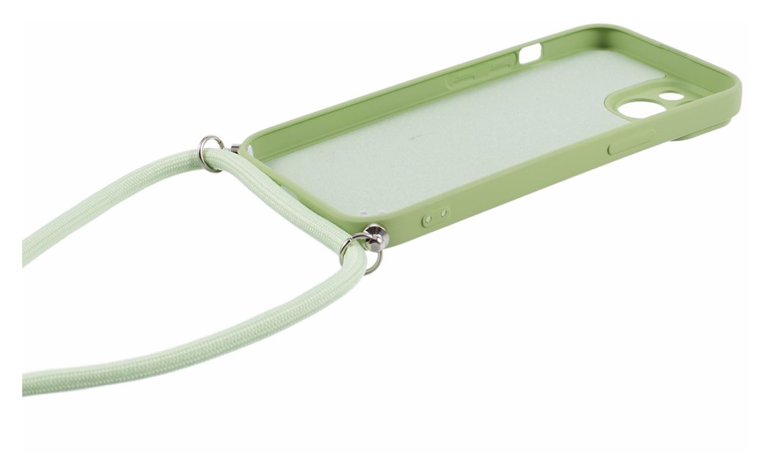 Apple iPhone 14 Hoesje met Koord en Camera Bescherming Back Cover Matcha Groen afbeelding 7