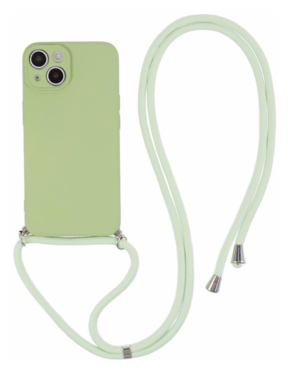 Apple iPhone 14 Hoesje met Koord en Camera Bescherming Back Cover Matcha Groen afbeelding 1