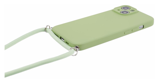 Apple iPhone 14 Hoesje met Koord en Camera Bescherming Back Cover Matcha Groen afbeelding 6