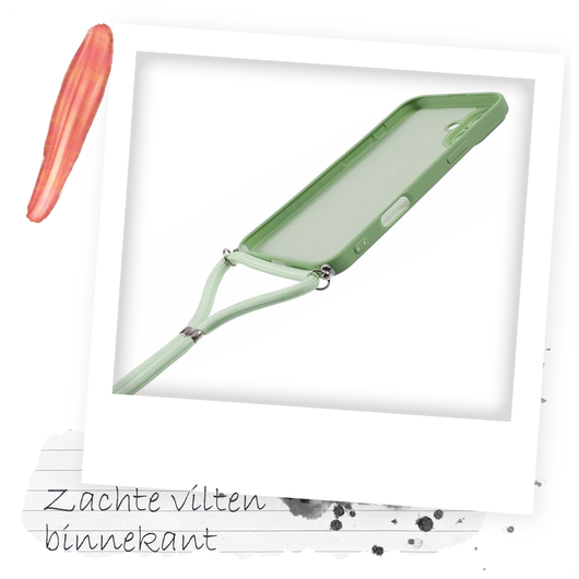 Apple iPhone 14 Hoesje met Koord en Camera Bescherming Back Cover Matcha Groen afbeelding 5