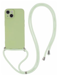 Apple iPhone 14 Hoesje met Koord en Camera Bescherming Back Cover Matcha Groen