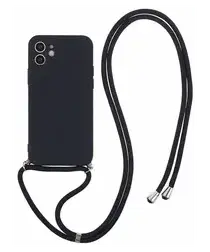Apple iPhone 11 Hoesje met Koord en Camera Bescherming Back Cover Zwart afbeelding