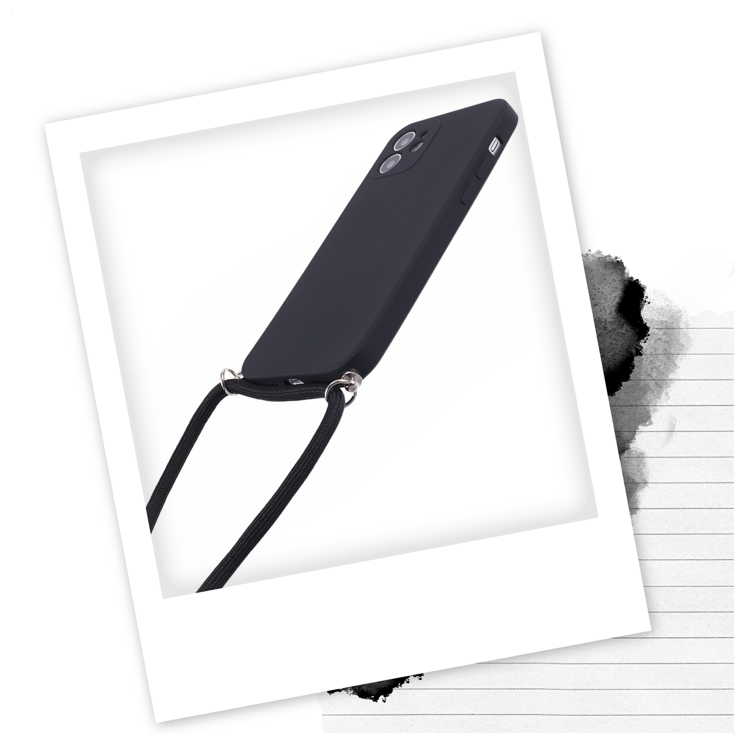Apple iPhone 11 Hoesje met Koord en Camera Bescherming Back Cover Zwart afbeelding 2
