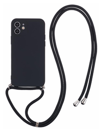 Apple iPhone 11 Hoesje met Koord en Camera Bescherming Back Cover Zwart