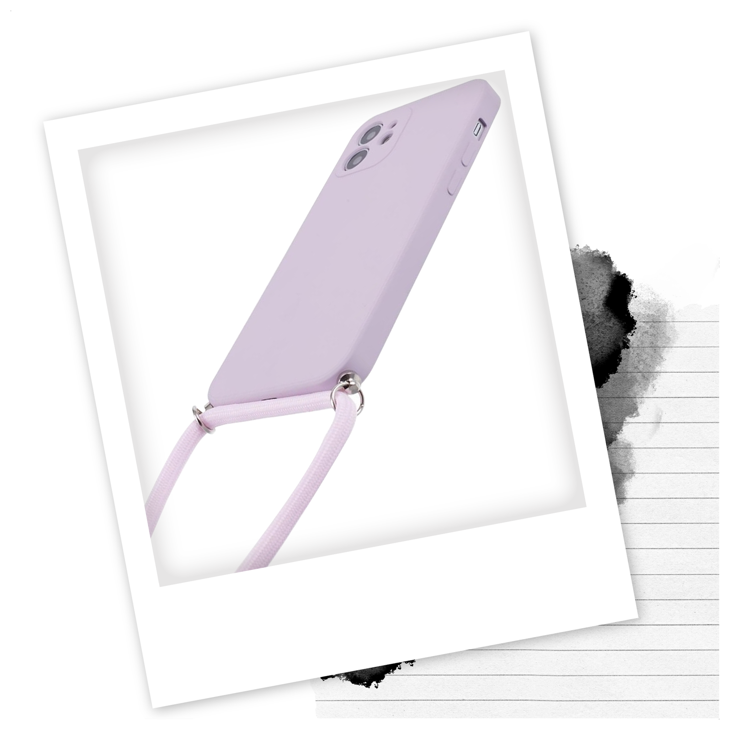 Apple iPhone 11 Hoesje met Koord en Camera Bescherming Back Cover Paars afbeelding 2