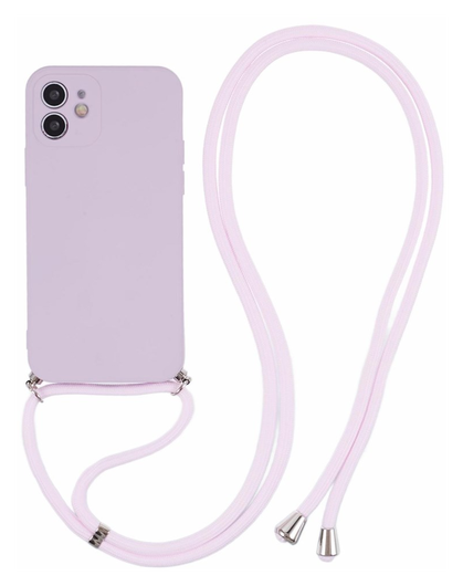 Apple iPhone 11 Hoesje met Koord en Camera Bescherming Back Cover Paars afbeelding 1