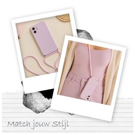 Apple iPhone 11 Hoesje met Koord en Camera Bescherming Back Cover Paars afbeelding 4