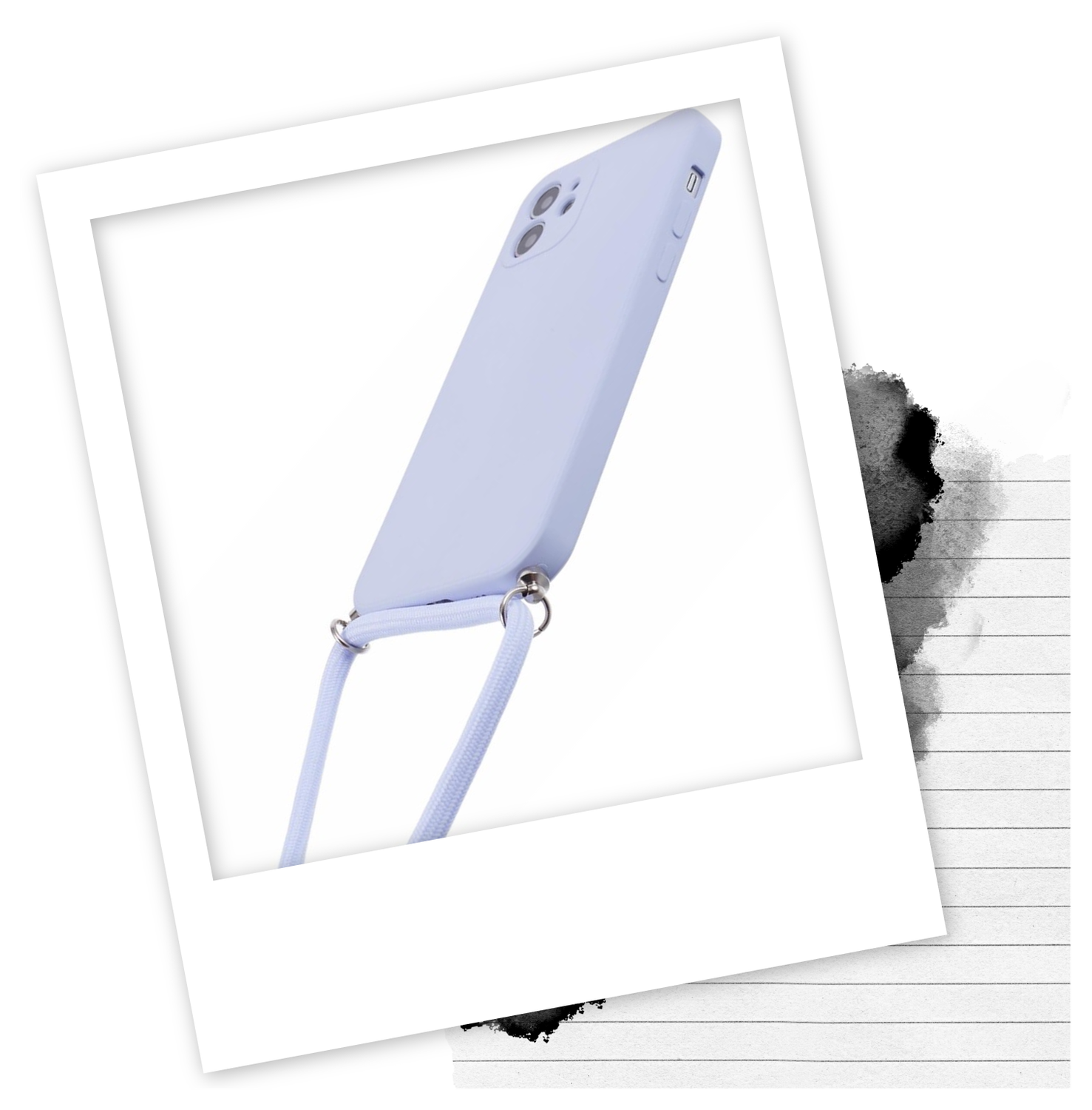 Apple iPhone 11 Hoesje met Koord en Camera Bescherming Back Cover Lichtpaars afbeelding 2