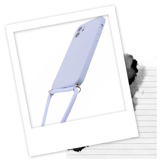 Apple iPhone 11 Hoesje met Koord en Camera Bescherming Back Cover Lichtpaars afbeelding 2