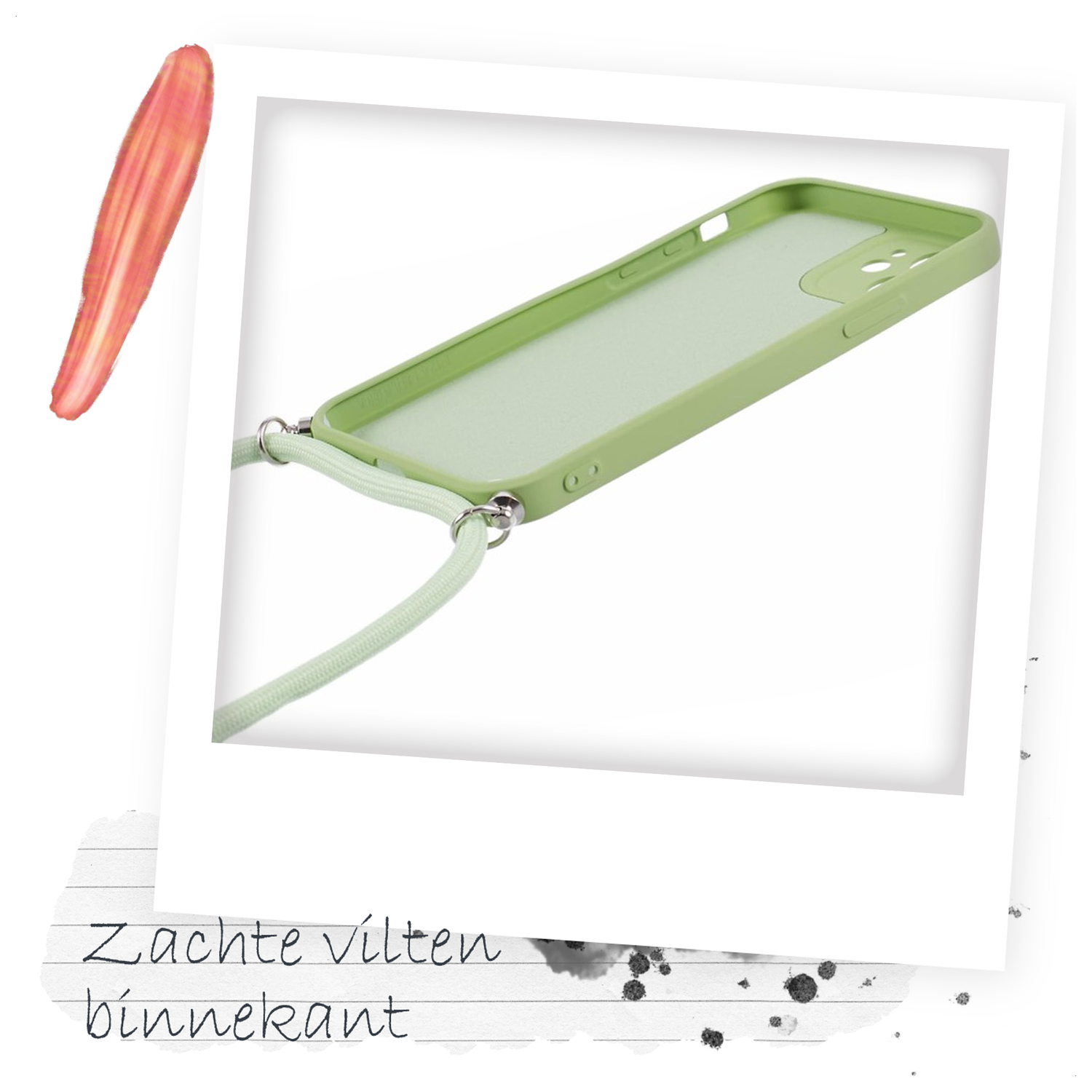 Apple iPhone 11 Hoesje met Koord en Camera Bescherming Back Cover Matcha Groen afbeelding 5