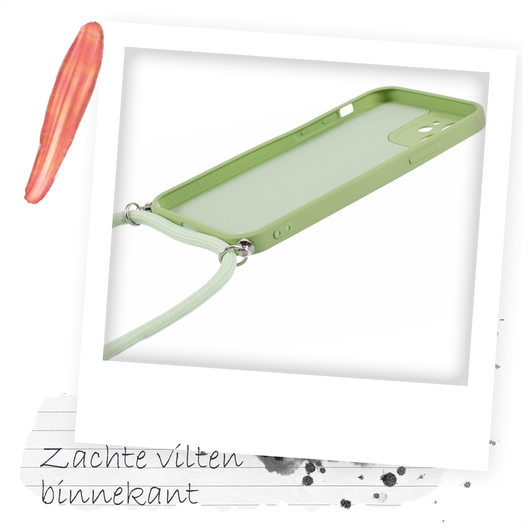Apple iPhone 11 Hoesje met Koord en Camera Bescherming Back Cover Matcha Groen afbeelding 5
