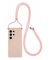 Samsung S25 Ultra Hoesje met Koord en Camera Bescherming Back Cover Roze afbeelding