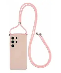 Samsung S25 Ultra Hoesje met Koord en Camera Bescherming Back Cover Roze afbeelding