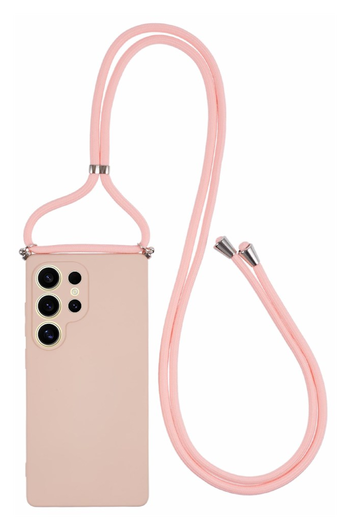 Samsung S25 Ultra Hoesje met Koord en Camera Bescherming Back Cover Roze afbeelding 1