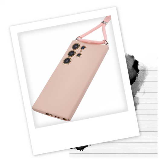 Samsung S25 Ultra Hoesje met Koord en Camera Bescherming Back Cover Roze afbeelding 2
