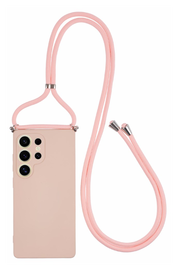 Samsung S25 Ultra Hoesje met Koord en Camera Bescherming Back Cover Roze afbeelding