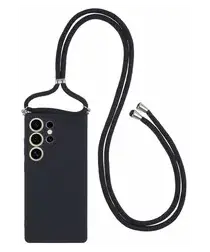 Samsung S25 Ultra Hoesje met Koord en Camera Bescherming Back Cover Zwart afbeelding