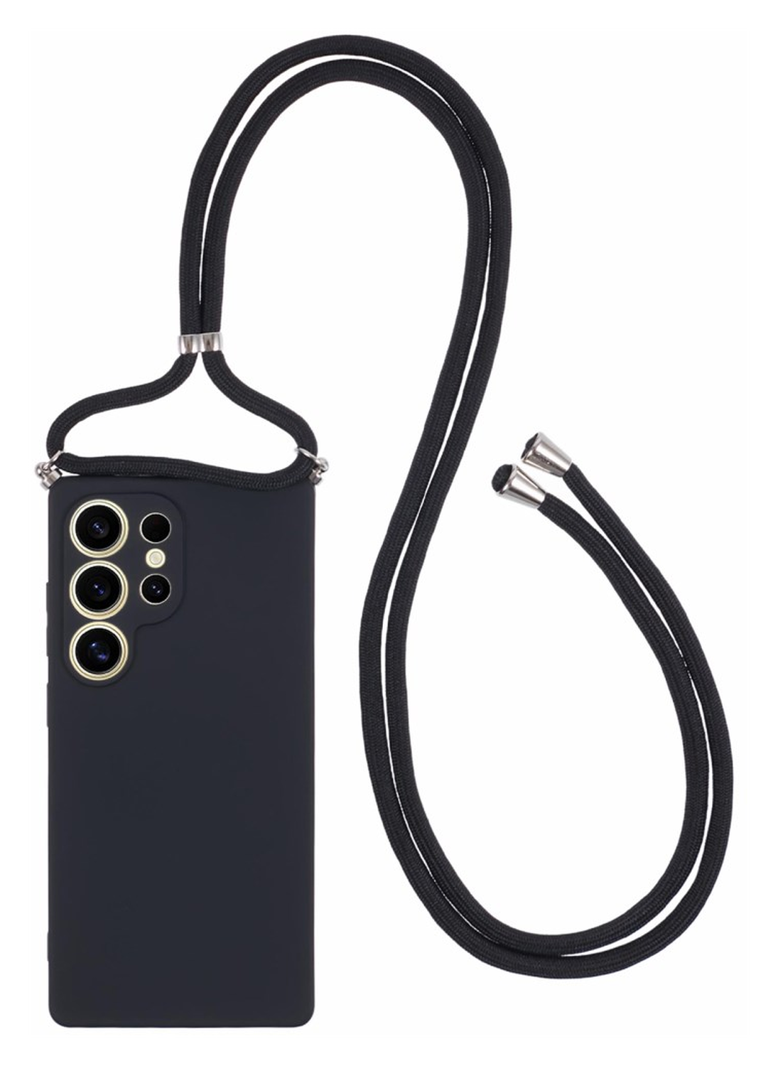 Samsung S25 Ultra Hoesje met Koord en Camera Bescherming Back Cover Zwart afbeelding 1