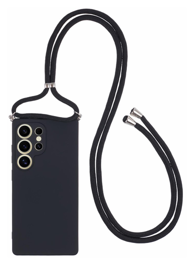 Samsung S25 Ultra Hoesje met Koord en Camera Bescherming Back Cover Zwart afbeelding 1