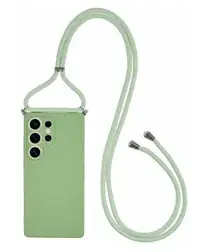 Samsung S25 Ultra Hoesje met Koord en Camera Bescherming Back Cover Matcha Groen afbeelding