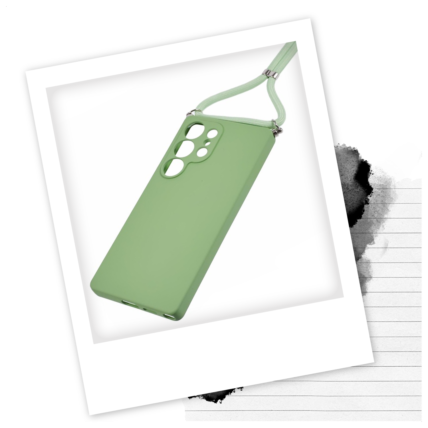 Samsung S25 Ultra Hoesje met Koord en Camera Bescherming Back Cover Matcha Groen afbeelding 2