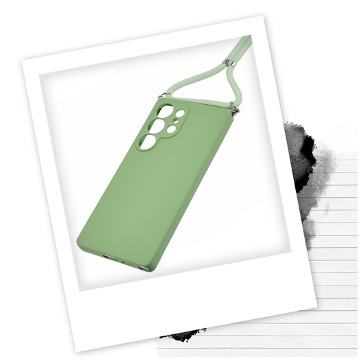 Samsung S25 Ultra Hoesje met Koord en Camera Bescherming Back Cover Matcha Groen afbeelding 2